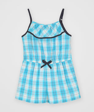 Girls Checks Cotton Romper