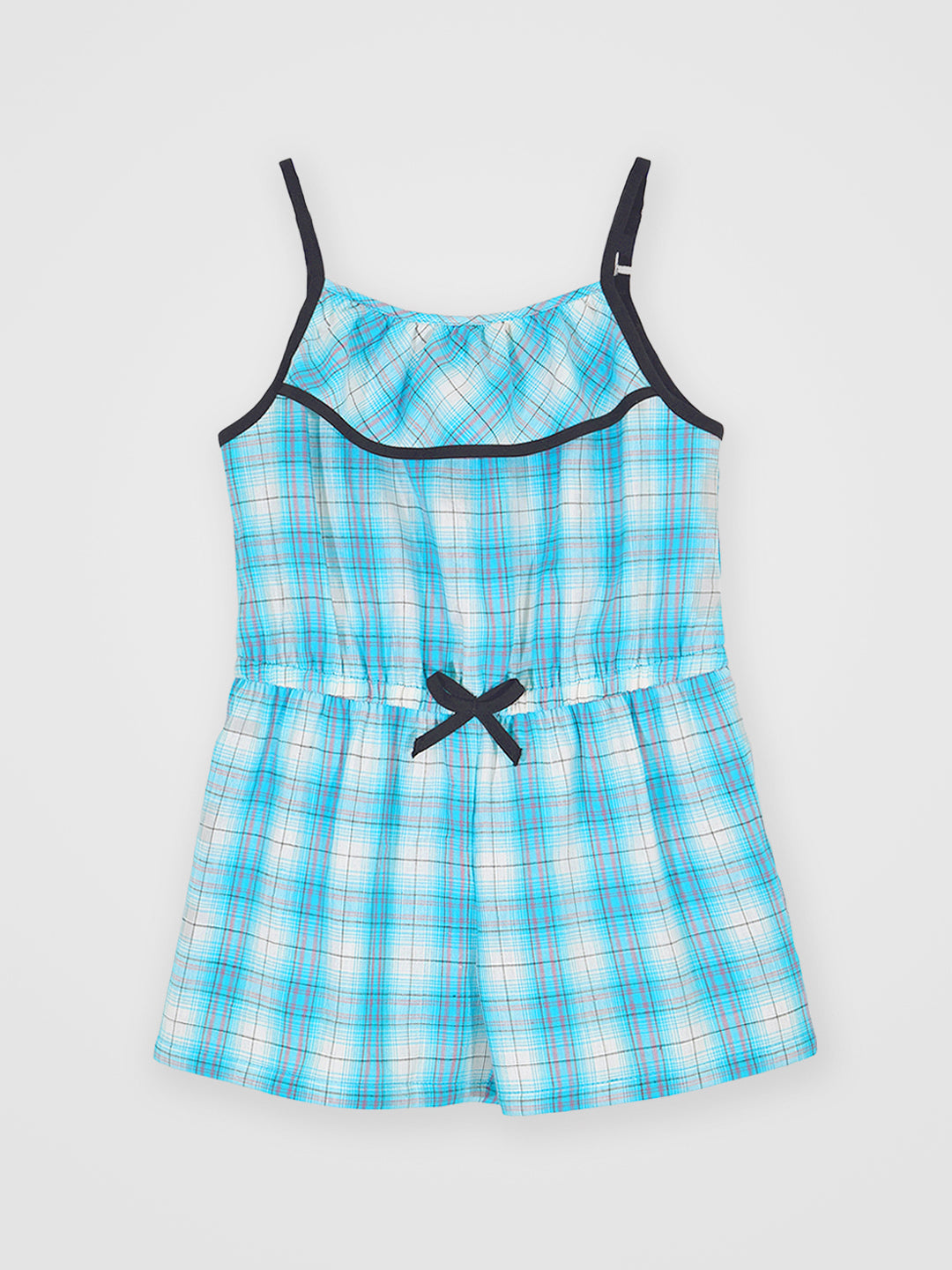 Girls Checks Cotton Romper