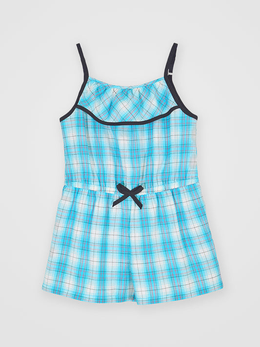 Girls Checks Cotton Romper