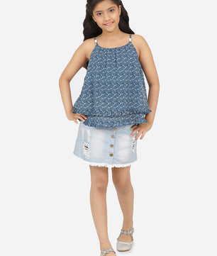 Girls Blue Georgette Top
