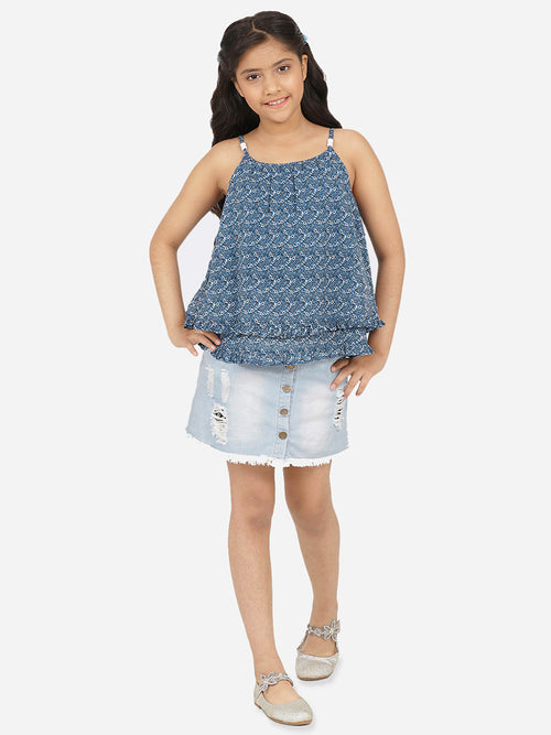 Girls Blue Georgette Top