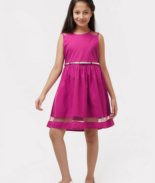 Girls Magenta Cotton Dress