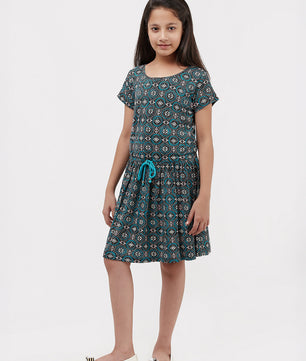 Girls Allover Print Jersey Dress