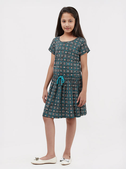 Girls Allover Print Jersey Dress