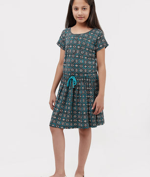 Girls Allover Print Jersey Dress