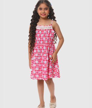 Girls Cat Print Cotton Dress