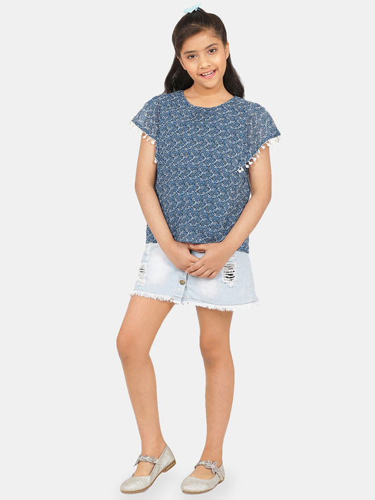 Girls Blue Georgette Top