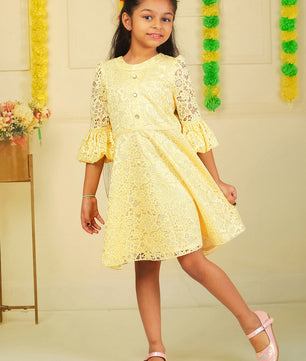 Girls Golden Lace Dress