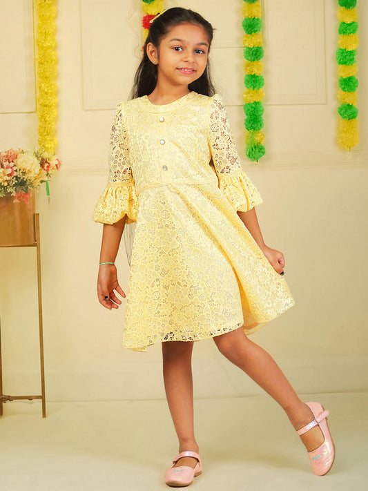Girls Golden Lace Dress