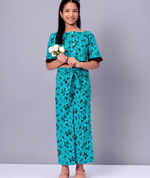 Girls Printed Cotton Top and Palazzo Set