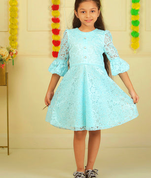 Girls Light Blue Lace Dress