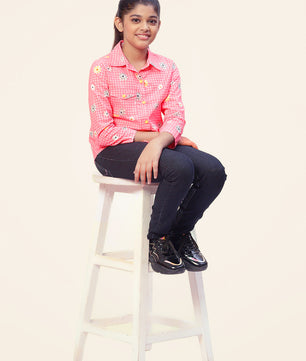 Girls Shirt Style Cotton Top