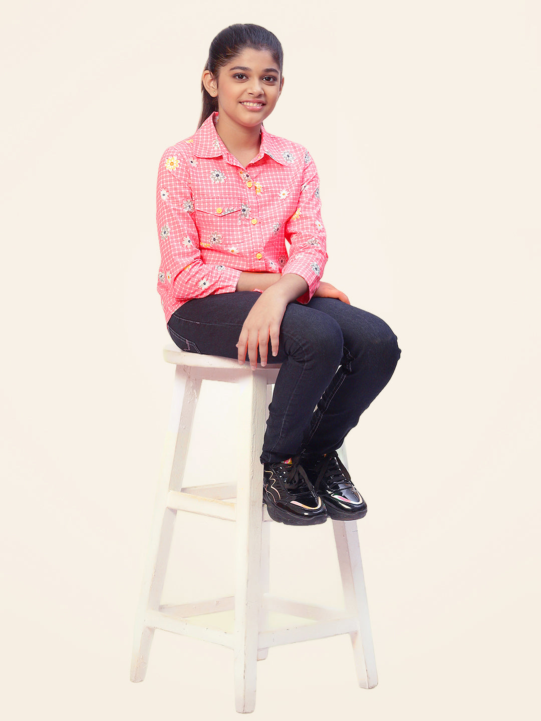 Girls Shirt Style Cotton Top