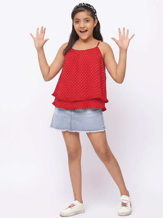 Girls Red Polka Dot Top