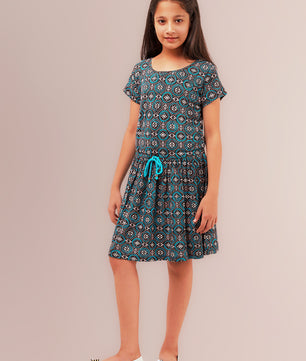 Girls Allover Print Jersey Dress