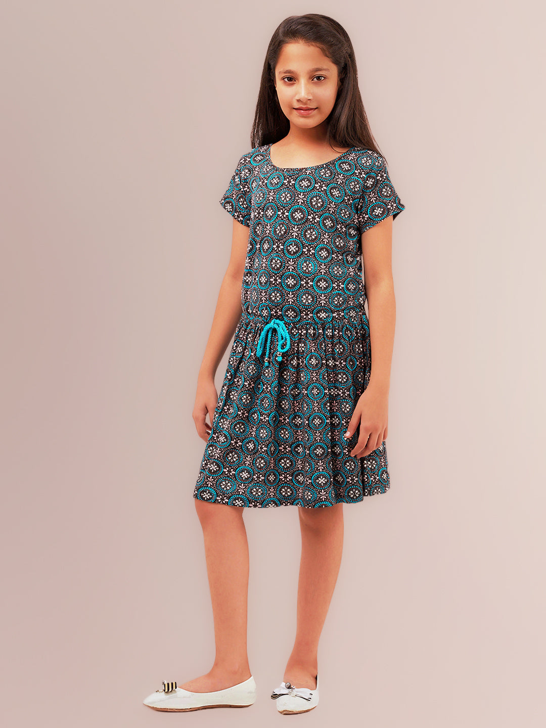 Girls Allover Print Jersey Dress