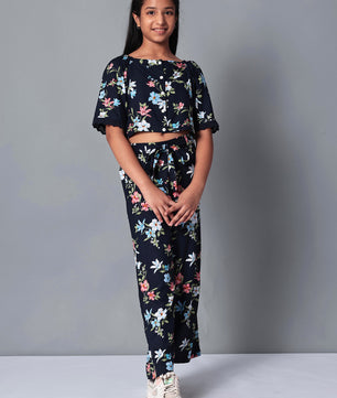 Girls Printed Rayon Top and Palazzo Set