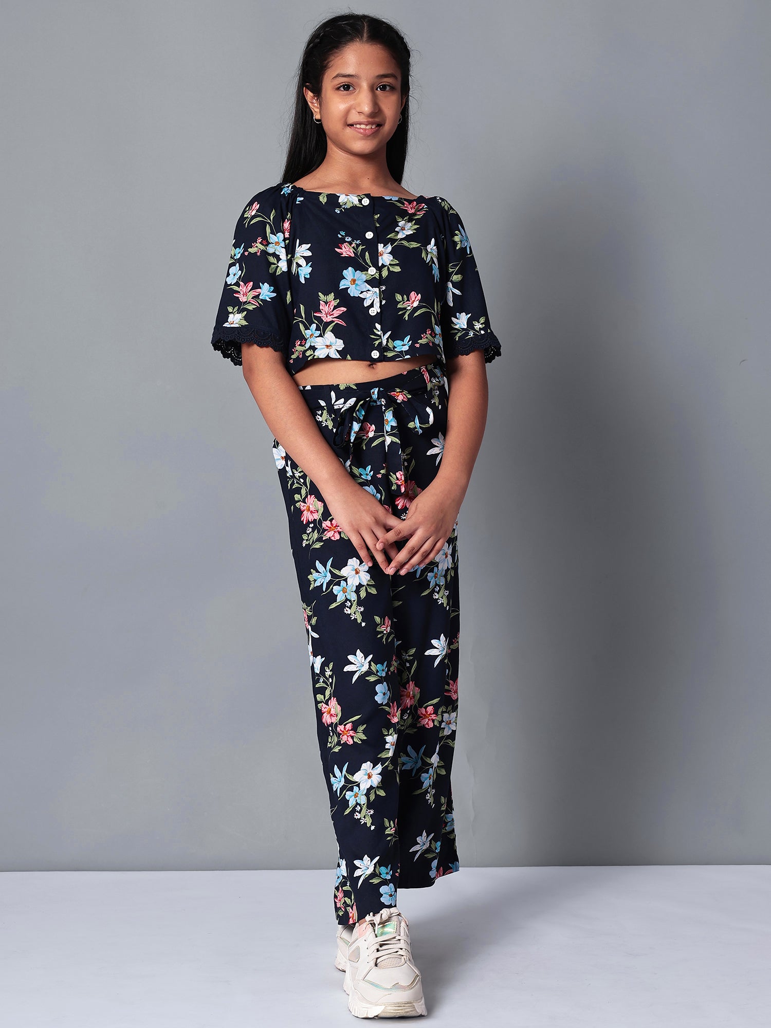 Girls Printed Rayon Top and Palazzo Set