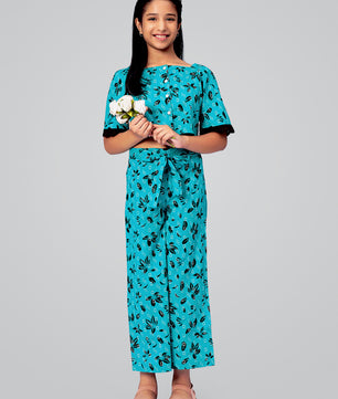 Girls Printed Cotton Top and Palazzo Set