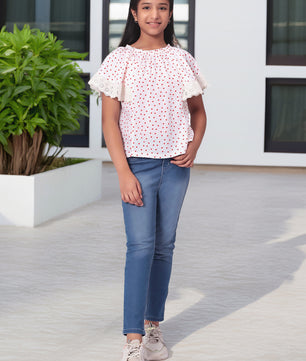 Girls Polka Dotted Rayon Top