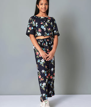 Girls Printed Rayon Top and Palazzo Set