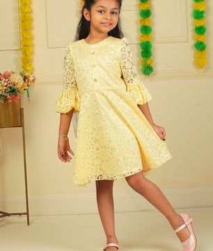 Girls Golden Lace Dress