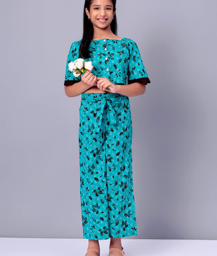 Girls Printed Cotton Top and Palazzo Set