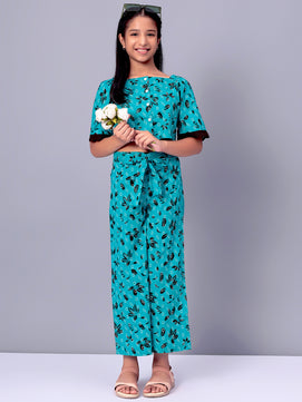Girls Printed Cotton Top and Palazzo Set