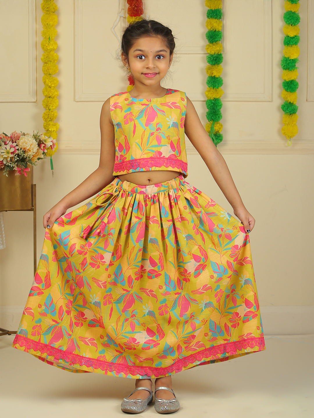 Girls Lehenga Choli in Linen Cotton