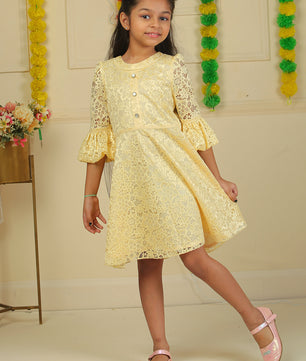 Girls Golden Lace Dress