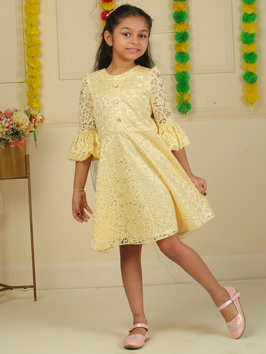 Girls Golden Lace Dress