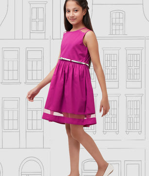 Girls Magenta Cotton Dress