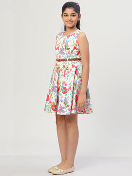 Girls Floral Print Cotton Dress