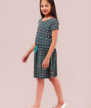 Girls Allover Print Jersey Dress
