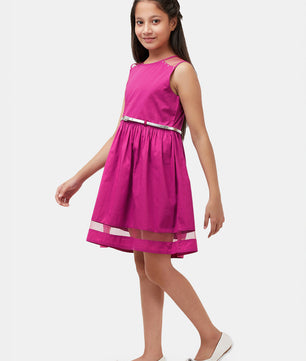 Girls Magenta Cotton Dress