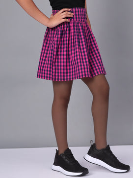 Girls Plaid Skirt in Blue and Pink