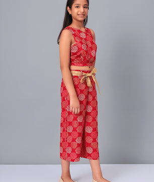 Girls Red Rayon Clothing Set