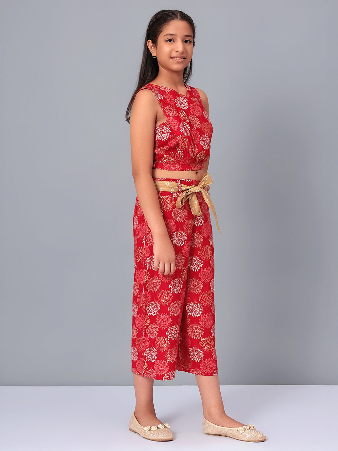 Girls Red Rayon Clothing Set