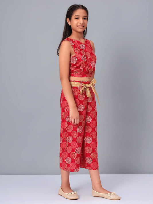 Girls Red Rayon Clothing Set