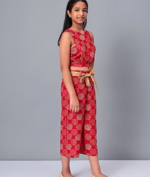 Girls Red Rayon Clothing Set