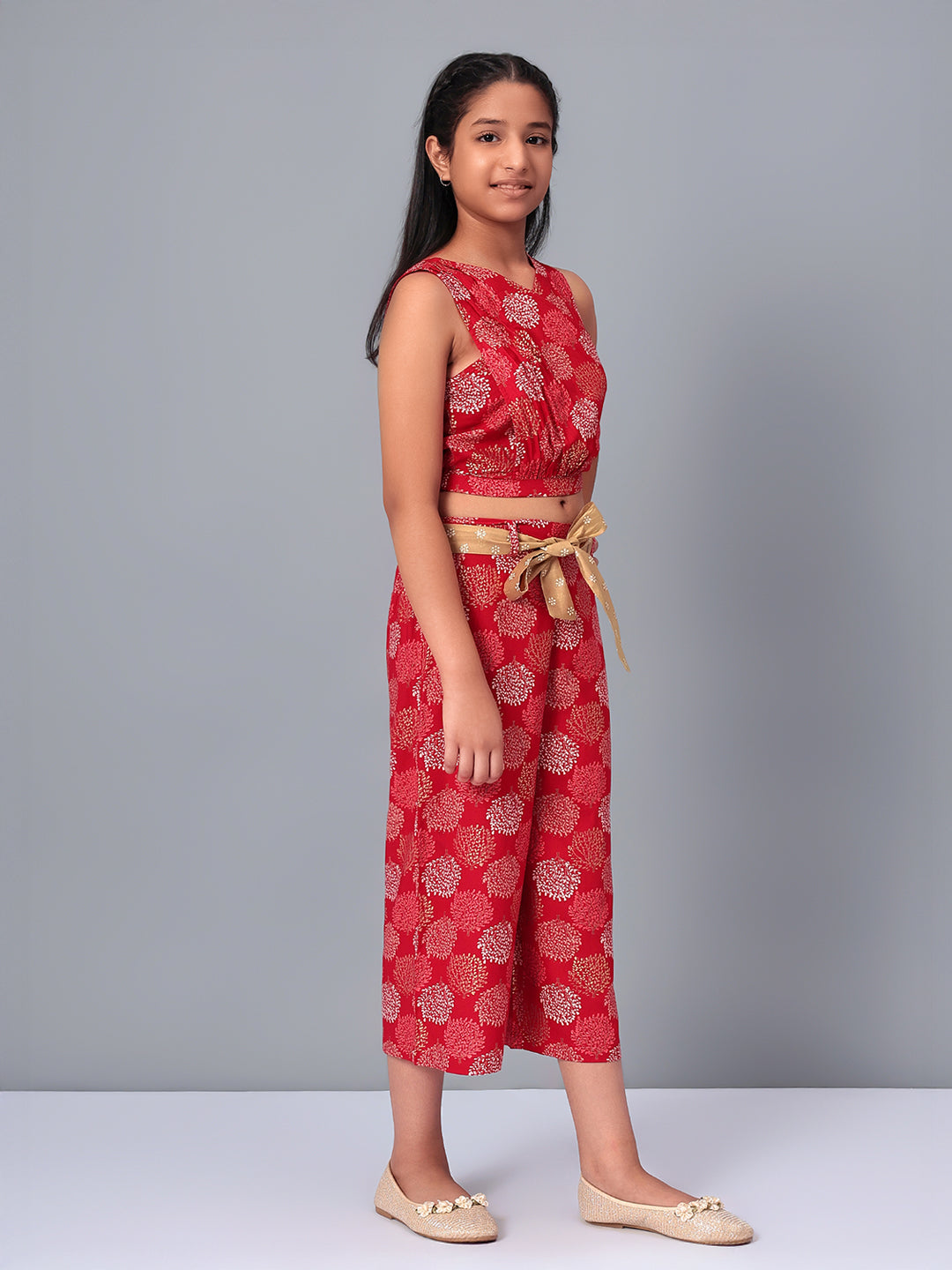 Girls Red Rayon Clothing Set