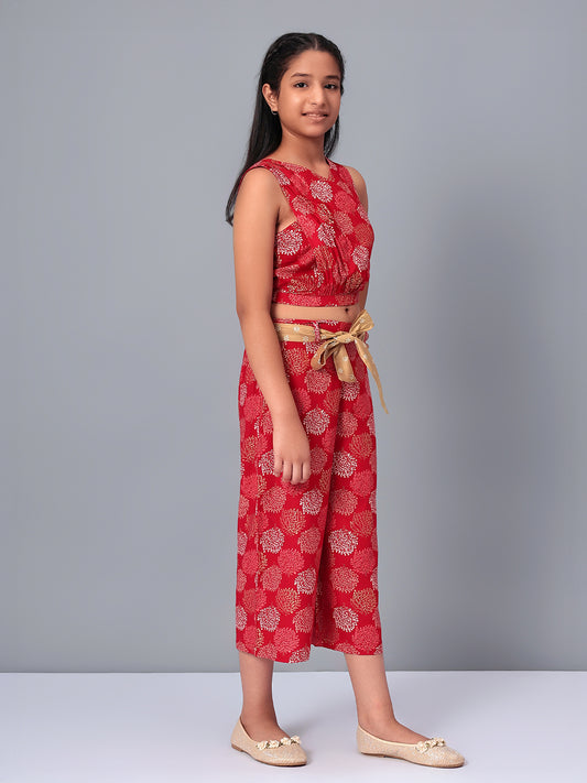 Girls Red Rayon Clothing Set