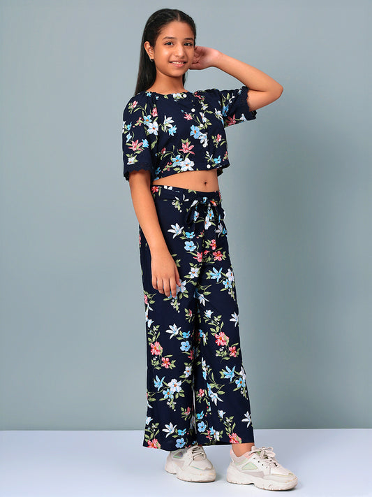Girls Printed Rayon Top and Palazzo Set