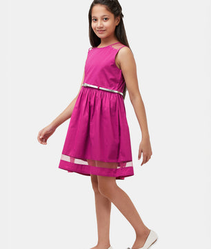 Girls Magenta Cotton Dress
