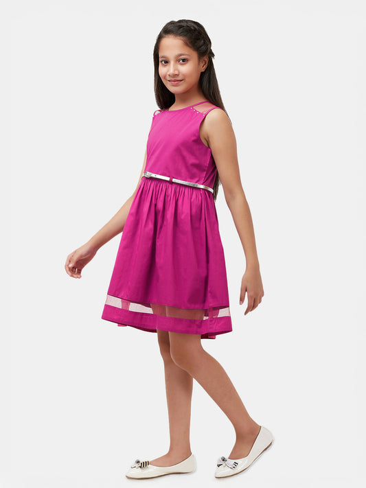 Girls Magenta Cotton Dress