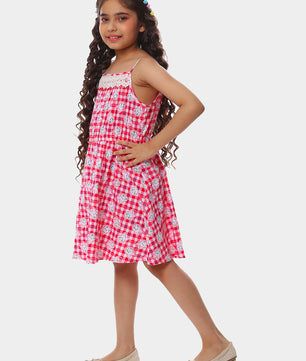 Girls Cat Print Cotton Dress