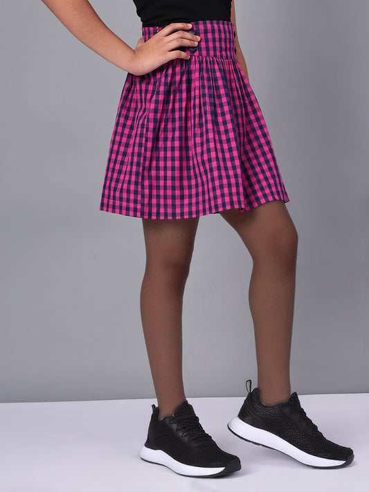 Girls Plaid Skirt in Blue and Pink