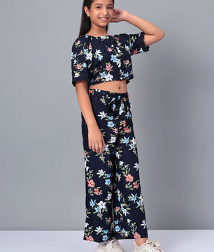 Girls Printed Rayon Top and Palazzo Set