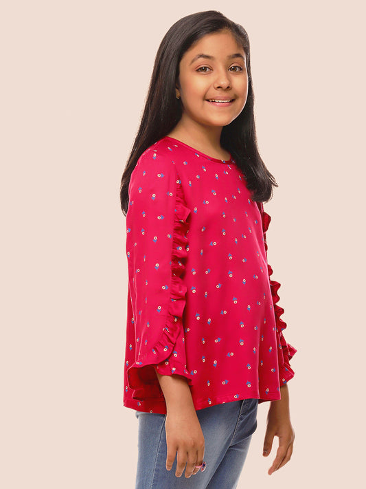 Girls Long Sleeves Rayon Top Maroon