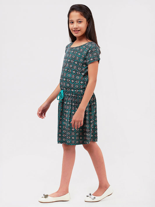 Girls Allover Print Jersey Dress